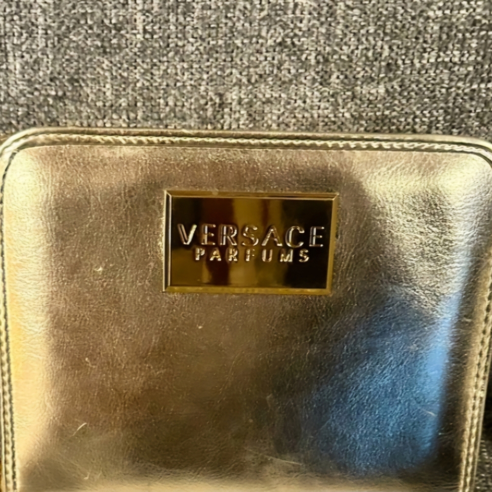 Versace Parfum wristlet purse clutch bag gold